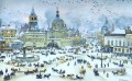 place lubyanskaya en hiver 1905 Konstantin Yuon scènes de ville de paysage urbain